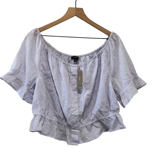 J Crew Gathered Scoopneck Top with Swiss Dot - Picture 1 of 8